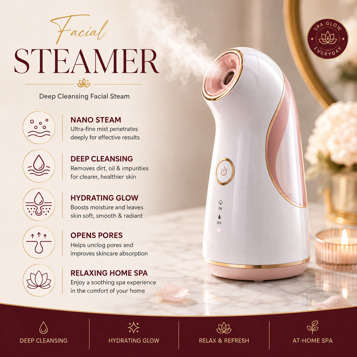 Facial Steamer for Deep Pore Cleansing & Skin Hydration