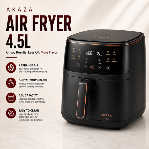 Air Fryer 4.5L – Digital Touch Screen with Rapid Air Circulation