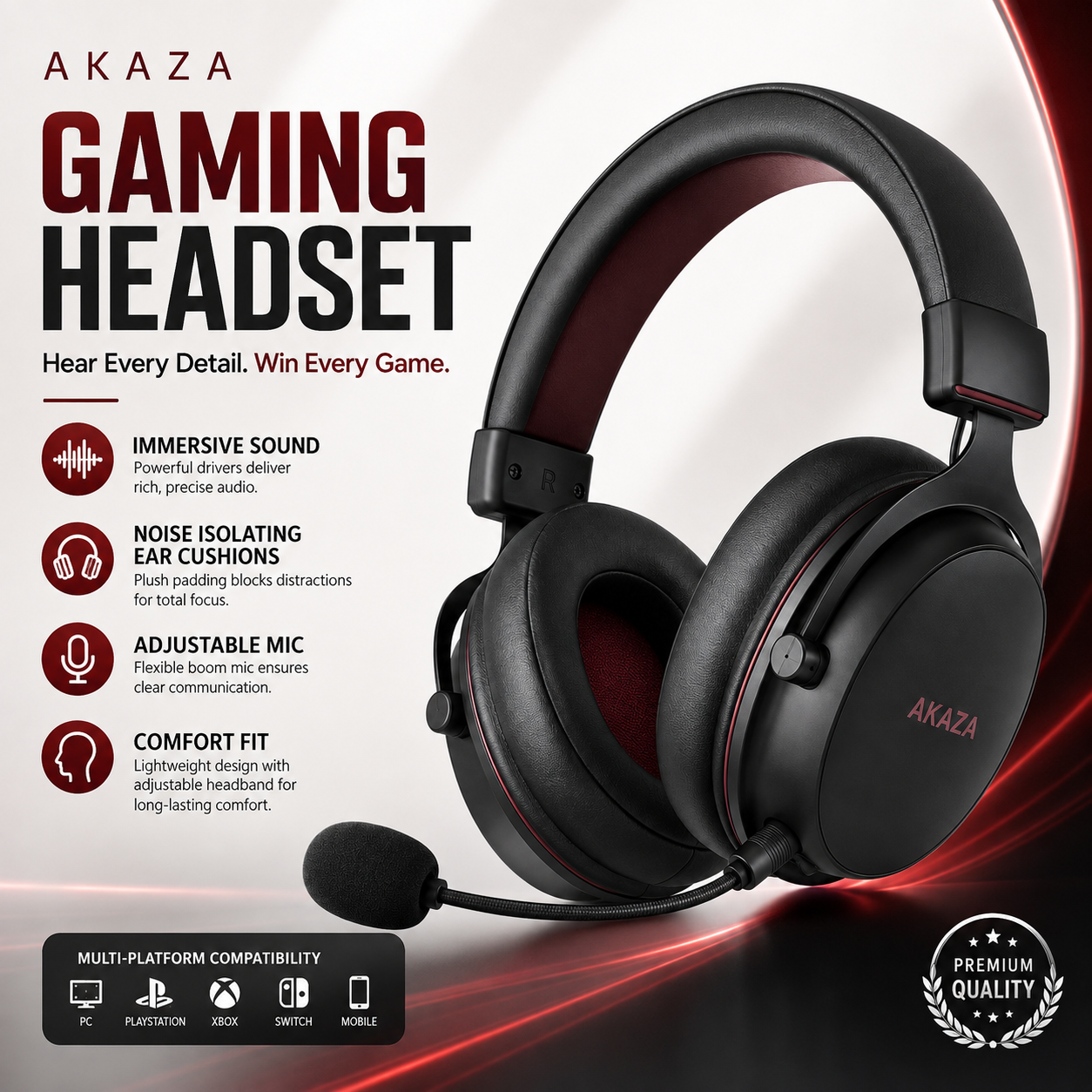 Gaming Headset – Surround Sound with Noise-Cancelling Mic