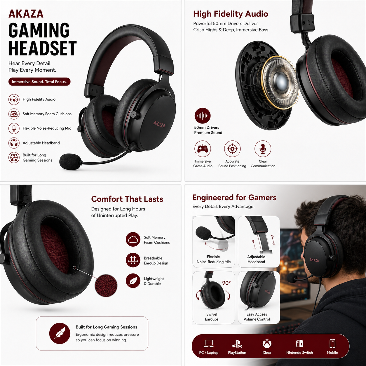 Gaming Headset – Surround Sound with Noise-Cancelling Mic
