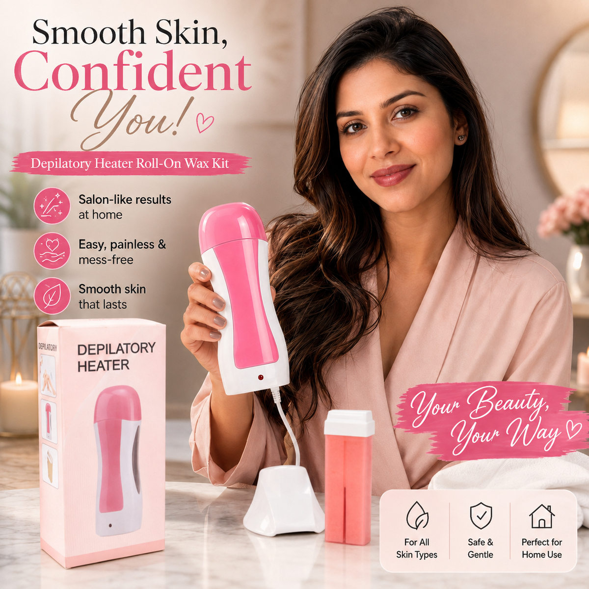 Depilatory Wax Heater Machine – Electric Hair Removal Wax Warmer for Home Waxing